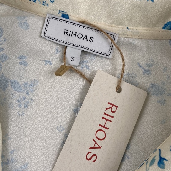 NWT Rihoas The Lace Spliced Pleated Floral Shirt size Small - Picture 4 of 11